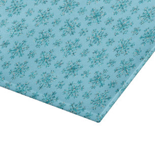Blue Snowflakes-11x8 GLASS CUTTING BOARD