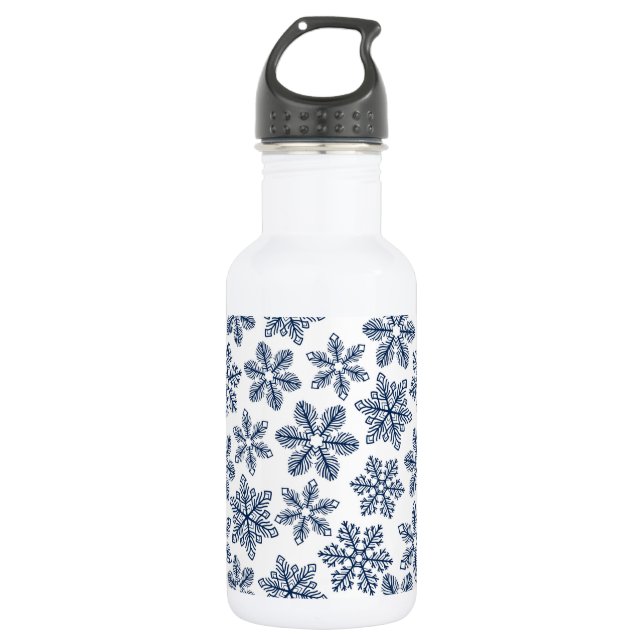Blue snowflakes 532 ml water bottle (Front)