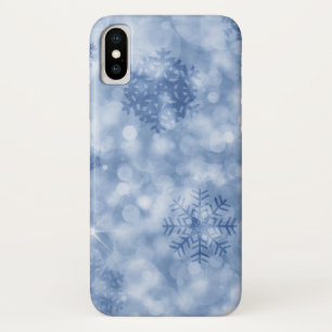 Blue snowflakes and sparkles iPhone x case