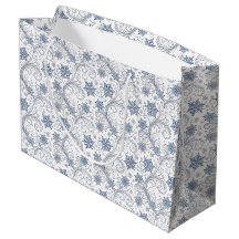 Blue Snowflakes and Swirls Smaller Print