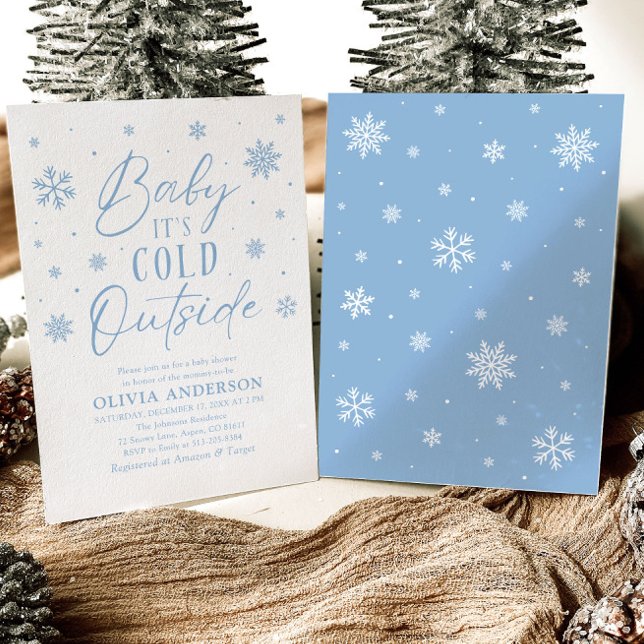 Blue Snowflakes Baby It's Cold Outside Baby Shower Invitation (Blue Snowflakes Baby It's Cold Outside Baby Shower Invitation)