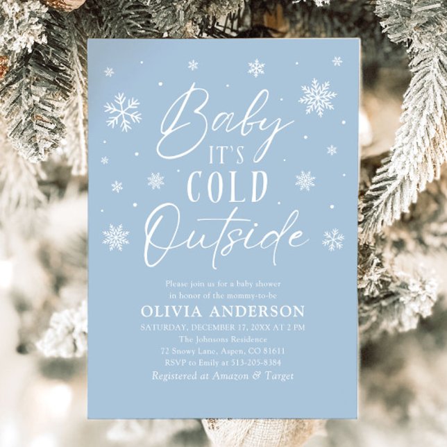 Blue Snowflakes Baby It's Cold Outside Baby Shower Invitation (Blue Snowflakes Baby It's Cold Outside Baby Shower Invitation)