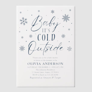 Blue Snowflakes Baby It's Cold Outside Baby Shower Vellum Invitations