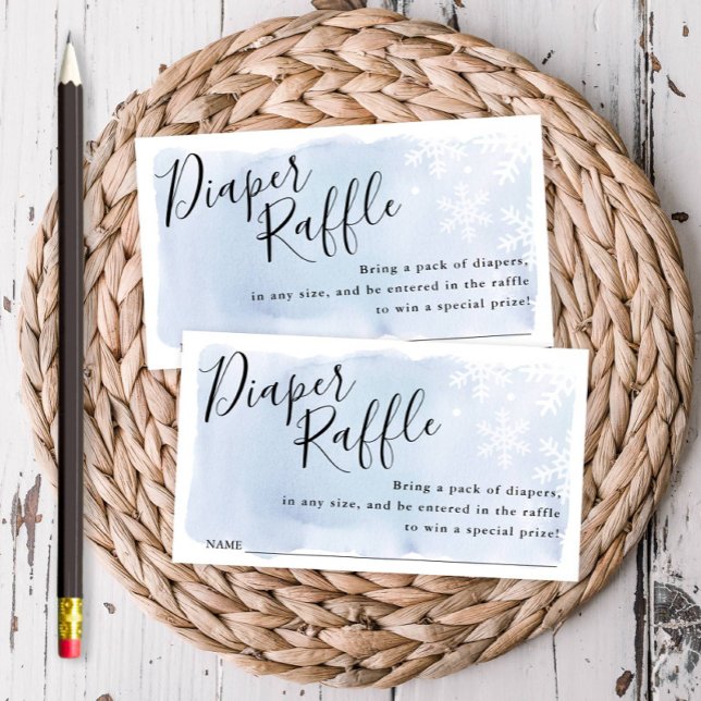 Blue Snowflakes Baby Shower Raffle Ticket Enclosure Card (Creator Uploaded)