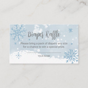 Blue  Snowflakes Boy Baby Shower Diaper Raffle Enclosure Card