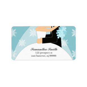 Blue Snowflakes Bride and Groom Label