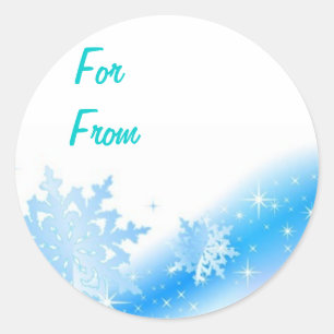 Blue Snowflakes Christmas Gift Name Sticker