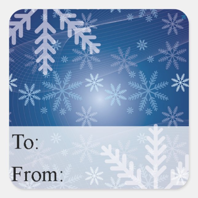 Blue Snowflakes Christmas Gift Tag (Front)