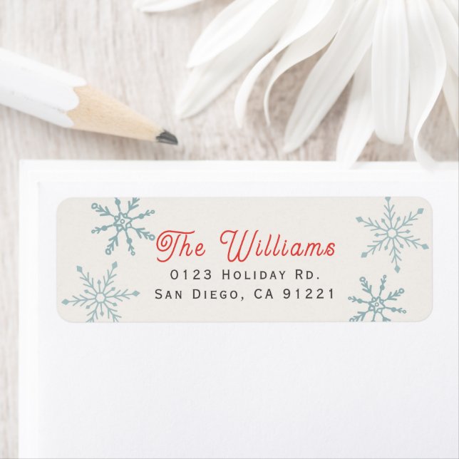Blue Snowflakes Christmas Holiday Address Label (Insitu)
