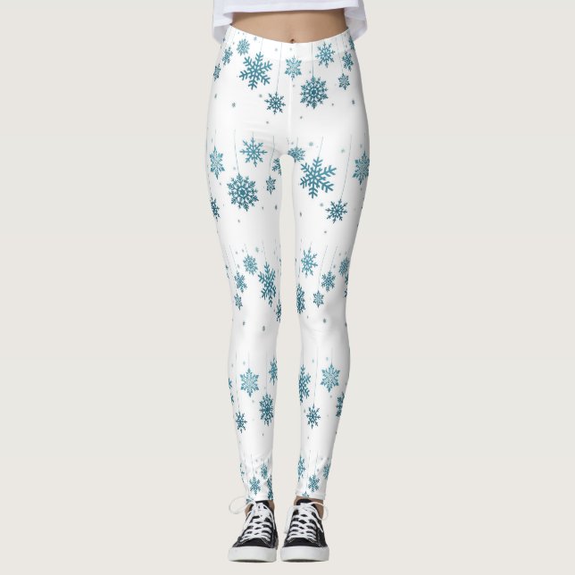 **BLUE SNOWFLAKES** CHRISTMAS LEGGINGS (Front)