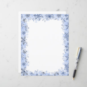 Blue snowflakes Christmas stationery