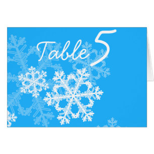 Blue Snowflakes Christmas Table Number Card