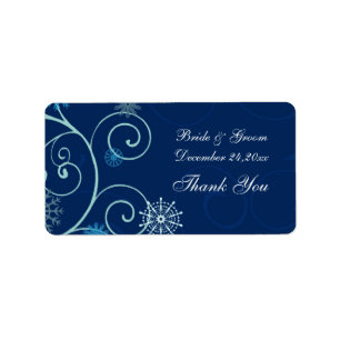 Blue Snowflakes Christmas Wedding Labels