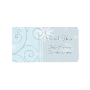 Blue Snowflakes Christmas Wedding Labels
