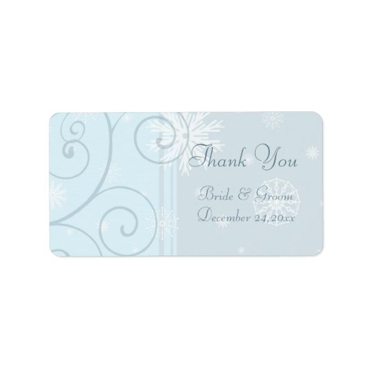 Blue Snowflakes Christmas Wedding Labels