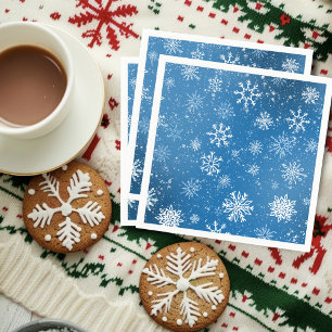 Blue Snowflakes Classic Winter White Snow Napkin