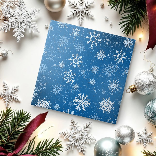 Blue Snowflakes Classic Winter White Snow Tile (Creator Uploaded)