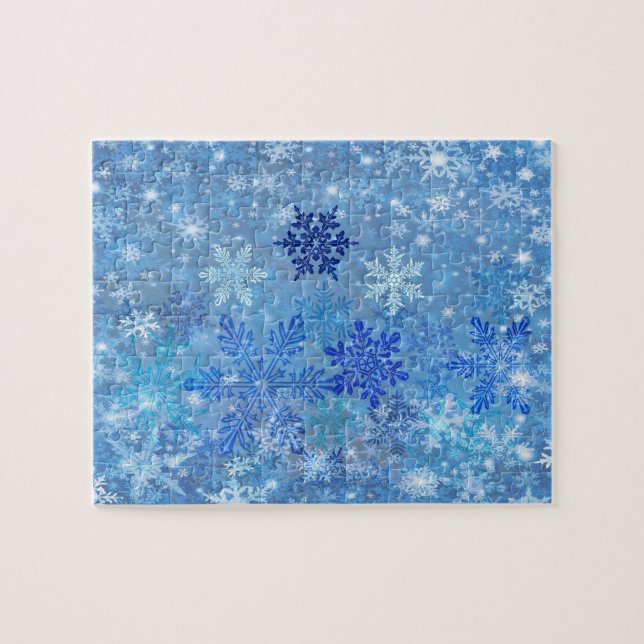 Blue Snowflakes Design Jigsaw Puzzle (Horizontal)