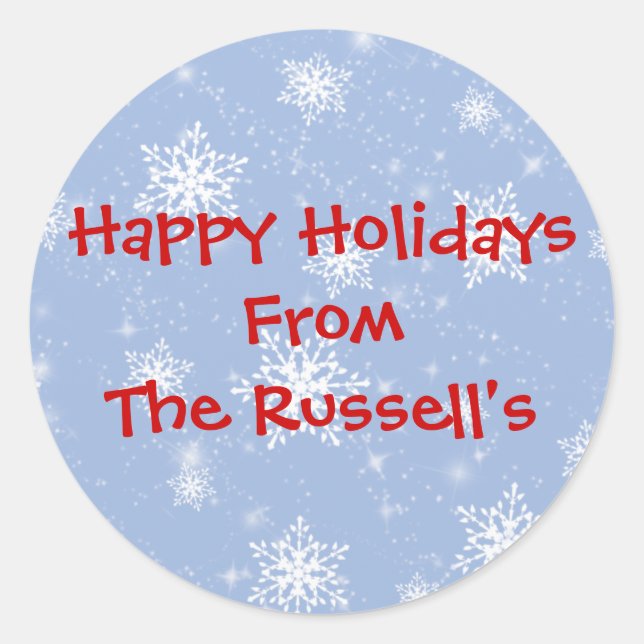 Blue Snowflakes Envelope Seals (Front)