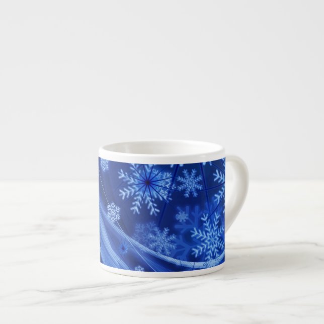 Blue Snowflakes Espresso Cup (Front Right)