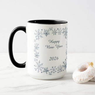 blue snowflakes frame new year 2026 Custom name Mug