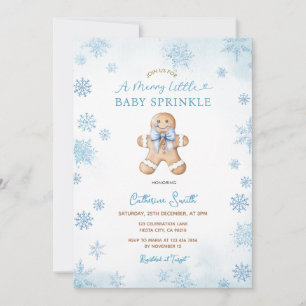 Blue Snowflakes Gingerbread Baby Sprinkle Invitation