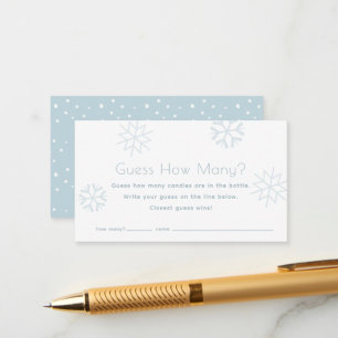 Blue Snowflakes Guess How Many Baby Shower Game Enclosure Card