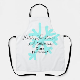 Blue snowflakes holiday camping house place date apron