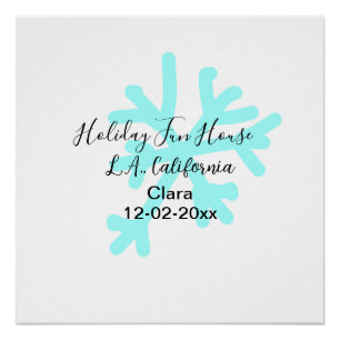 Blue snowflakes holiday camping house place date poster