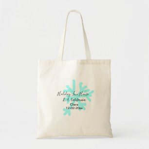 Blue snowflakes holiday camping house place date tote bag