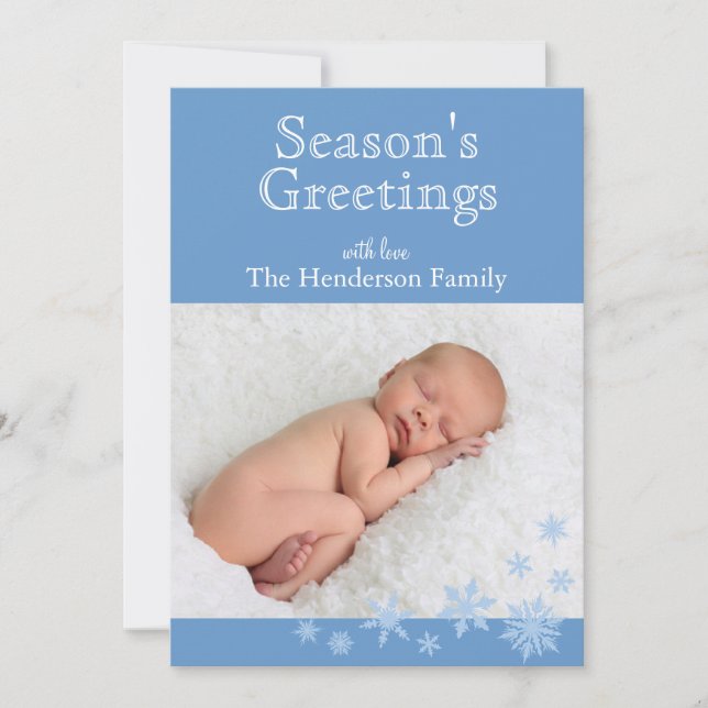 Blue Snowflakes Holiday Card (Front)