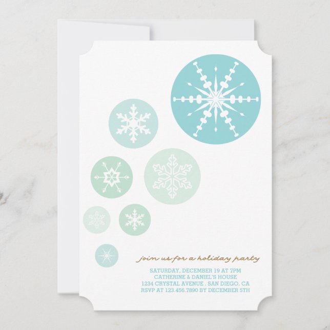 Blue Snowflakes Holiday/Christmas Party Invitation (Front)