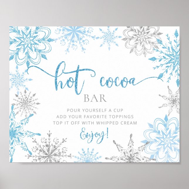 Blue snowflakes Hot cocoa bar Poster (Front)