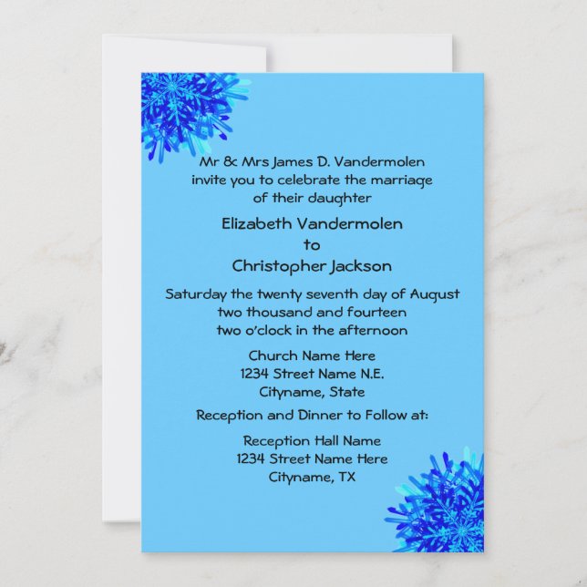 Blue Snowflakes Invitation (Front)