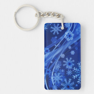 Blue Snowflakes Key Ring