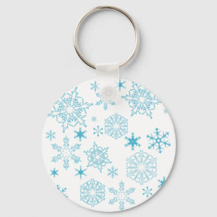 blue snowflakes key ring