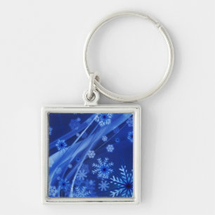 Blue Snowflakes Key Ring