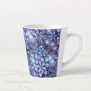 Blue Snowflakes Latte Mug