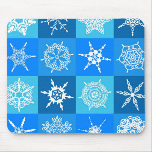 Blue Snowflakes Mouse Mat
