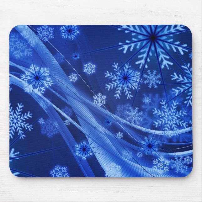 Blue Snowflakes Mouse Mat (Front)