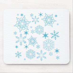 blue snowflakes mouse mat