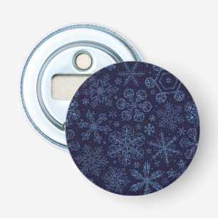 Blue Snowflakes on blue Bottle Opener