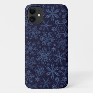 Blue Snowflakes on blue iPhone 11 Case