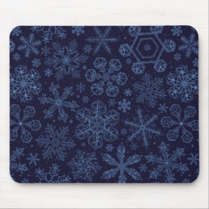 Blue Snowflakes on blue Mouse Mat