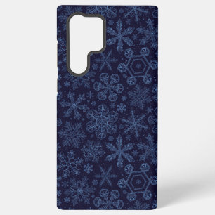 Blue Snowflakes on blue Samsung Galaxy Case