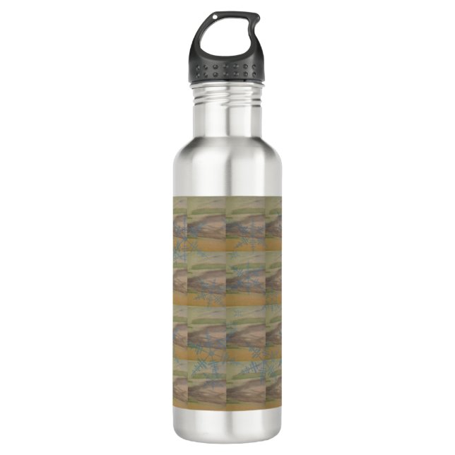 Blue Snowflakes on the Seashore Water Bottle (Front)