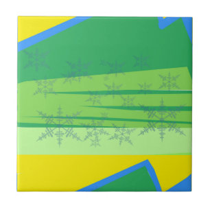 Blue Snowflakes on the Sunrise Mountain Tile