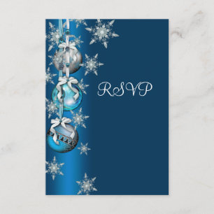 Blue Snowflakes Ornaments Christmas Party RSVP