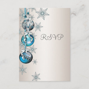 Blue Snowflakes Ornaments Christmas Party RSVP Card