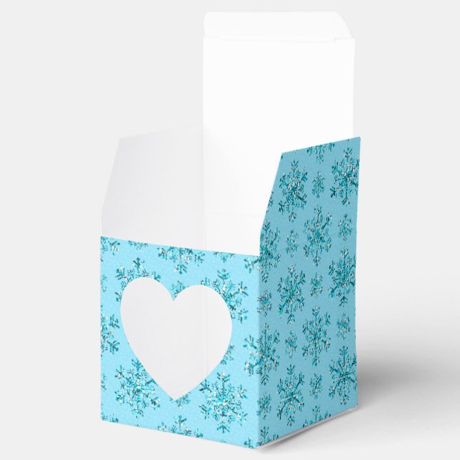 Blue Snowflakes-PARTY FAVOR BOXES,square hrt style Favour Box (Opened)